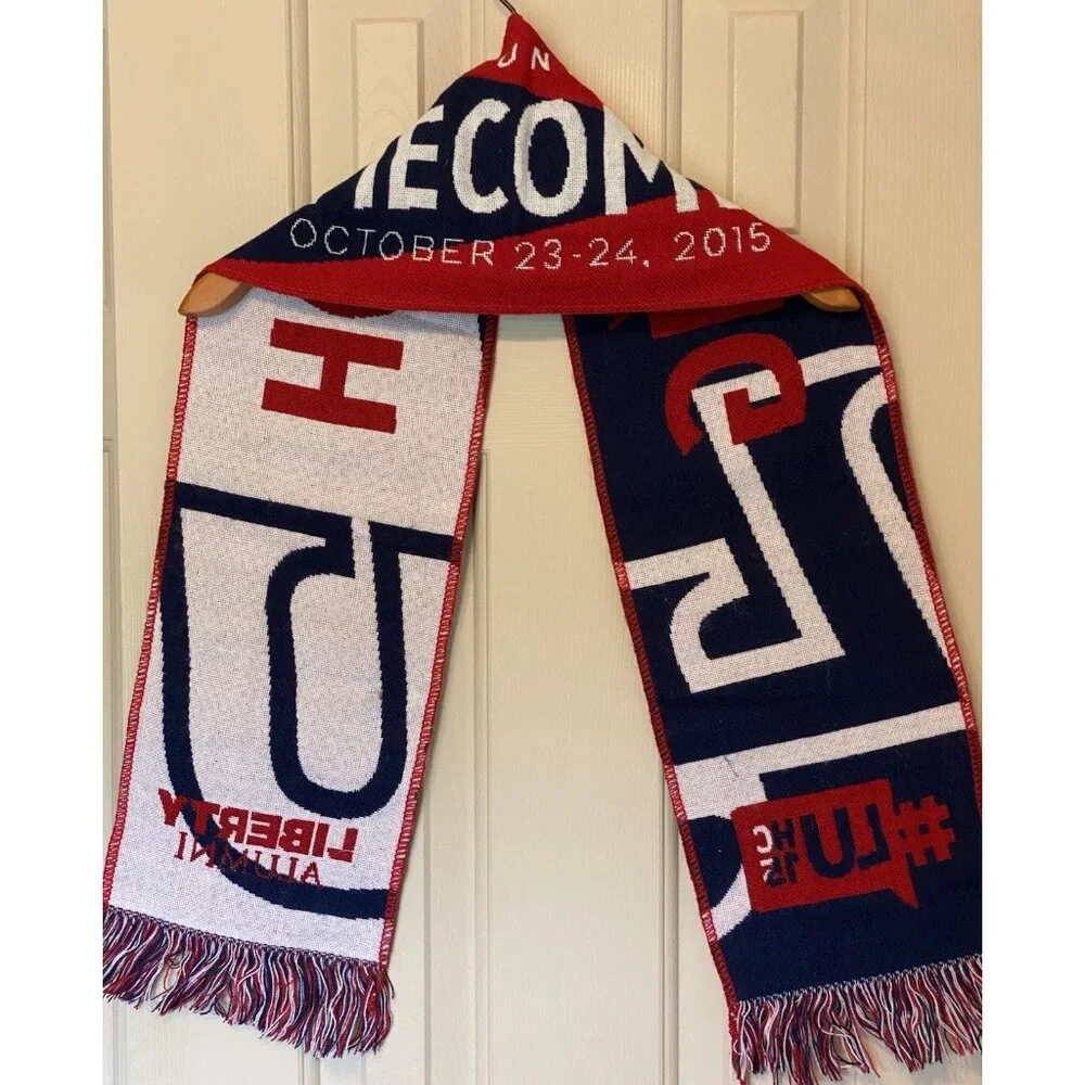 Liberty Flames Home Coming Scarf Sparky Football Red White Blue LU University